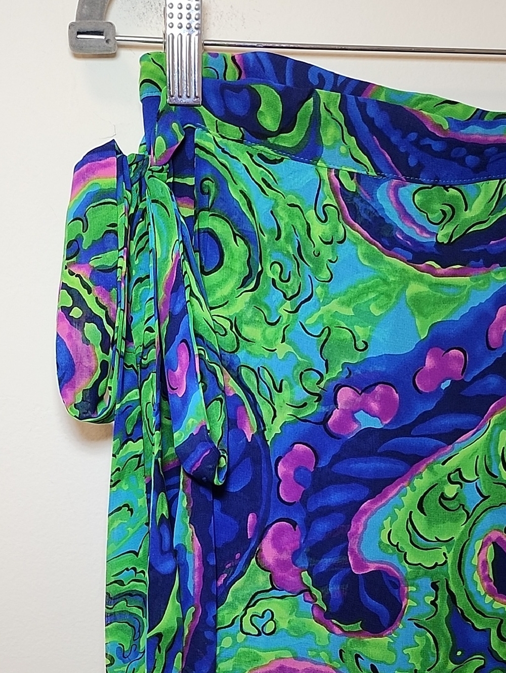 Show Me Your Mumu Vibrant Green & Blue Paisley Maxi Wrap Skirt size Small - Picture 6 of 16